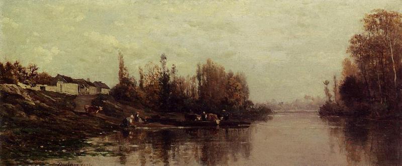 Charles-Francois Daubigny Ferry at Glouton France oil painting art
